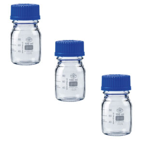 3x flacon de laboratoire 100 ml gradué en verre borosilicaté (col large). disponible abidjan cote d'ivoire.