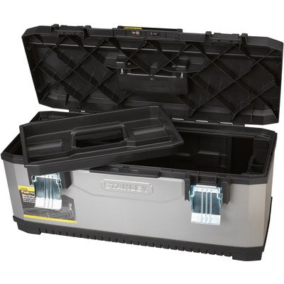 Boîte à outils métal/polypropylène 66x29x22,0cm gris et noir réf. disponible abidjan cote d'ivoire.