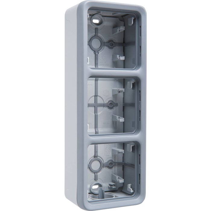 Boîtier à embouts composable gris - 3 postes verticaux - ref. disponible abidjan cote d'ivoire.