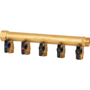 Collecteur mf 20x27 entraxe 50mm 5 derivations mini-vannes integrees male 15x21 réf 9581d. disponible abidjan cote d'ivoire.