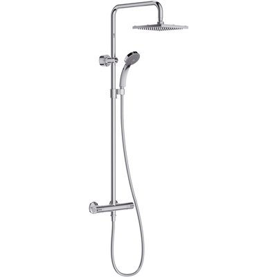 Colonne de douche july avec mitigeur thermostatique et douche de tête carrée chrome réf. disponible abidjan cote d'ivoire.