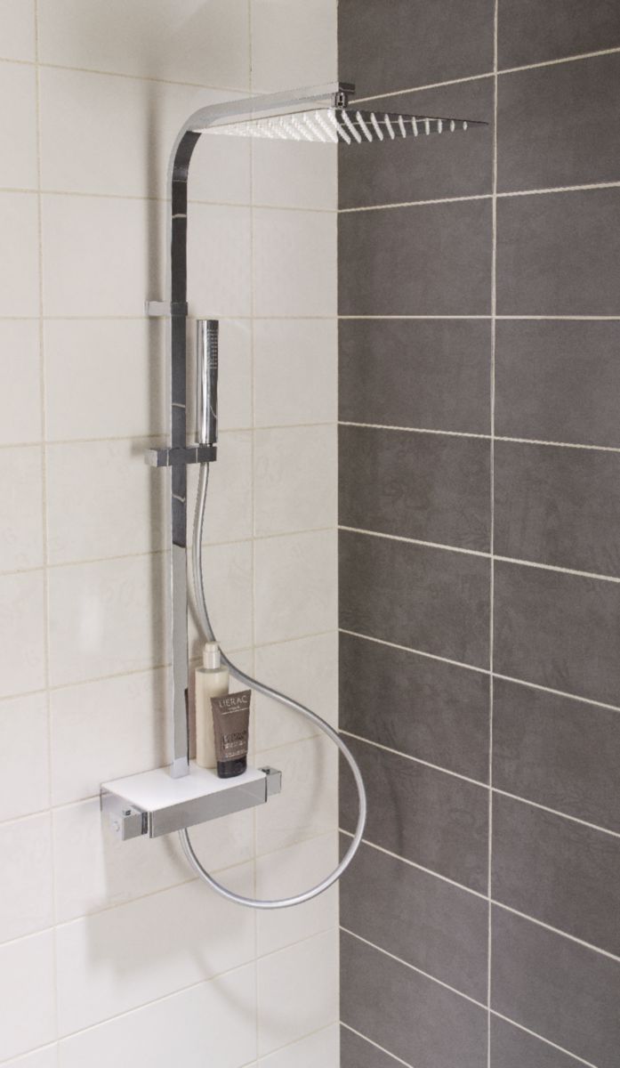 Colonne douche alterna avec mitigeur thermostatique domino, chromé, réf. disponible abidjan cote d'ivoire.