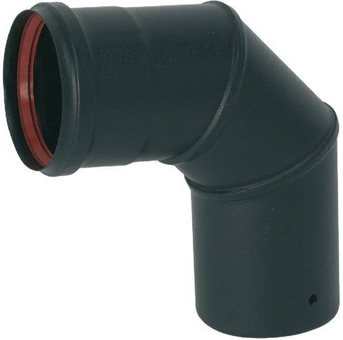 Coude émaillé équerre 90° noir mat diamètre 80 mm + joint à lèvres réf. 342429