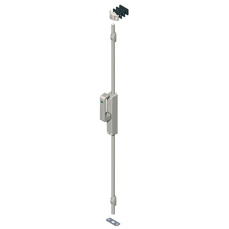 Crémone pompier en applique à poignée rotative et tringle coloris noir main gauche menuiserie bois, aluminium ou pvc. disponible abidjan cote d'ivoire.