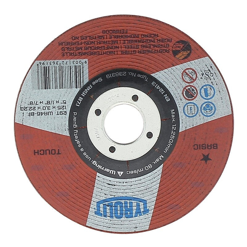 Disque à ébarber basic touch moyeu déporte utilisation acier/inox/alu ø 125 épaisseur 3 mm alésage 22,2 mm. disponible abidjan cote d'ivoire.