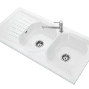 Evier à poser alterna vers'eau 2 120 x 60 cm en grès avec 2 cuves, 1 égouttoir et vidage, réf. disponible abidjan cote d'ivoire.