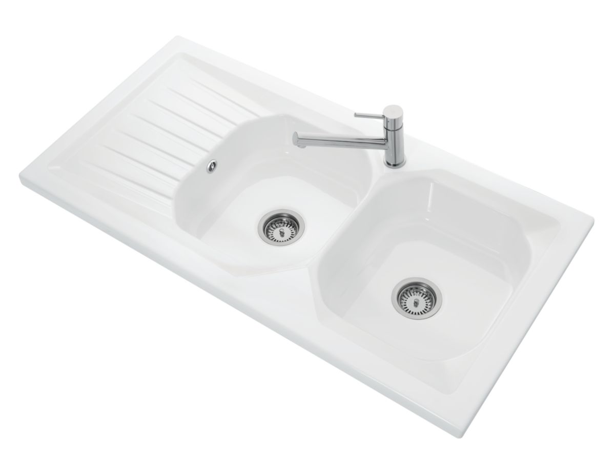 Evier à poser alterna vers'eau 2 120 x 60 cm en grès avec 2 cuves, 1 égouttoir et vidage, réf. disponible abidjan cote d'ivoire.