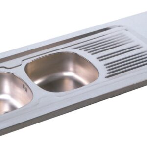 Evier à poser moderna inox 18/10 lisse, 2 cuves 1 égouttoir l140cm réf. disponible abidjan cote d'ivoire.