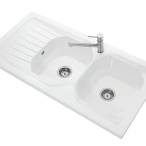 Evier à poser vers'eau 2 120 x 60 cm en grès avec 2 cuves, 1 égouttoir et vidage. disponible abidjan cote d'ivoire.