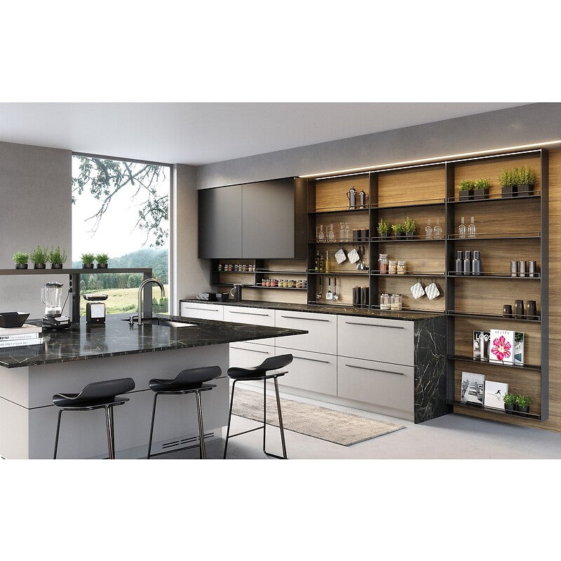 Kit complet d'étagères flag - cadre plein en aluminium - hauteur 1440 mm x largeur 600 mm - finition noir. disponible abidjan cote d'ivoire.