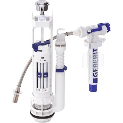 Mécanisme de chasse complet geberit types 290 - 380, rinçage double touche, alimentation universelle, 12 x 17 mamelon en laiton chromé brillant réf. disponible abidjan cote d'ivoire.