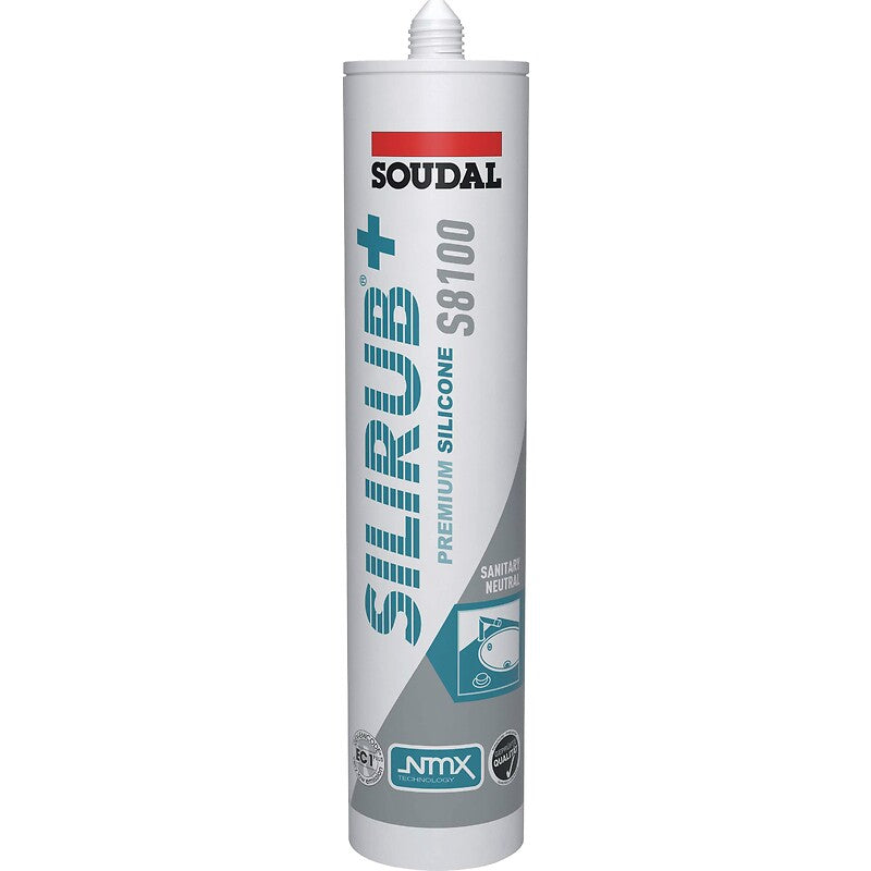Mastic sanitaire silirub+ s8100, coloris gris, carton de 15 cartouches de 310 ml. disponible abidjan cote d'ivoire.