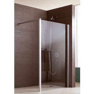 Paroi de douche fixe jazz + douche ouverte 120 cm en verre transparent argent mat + barre de stabilisation réf. disponible abidjan cote d'ivoire.