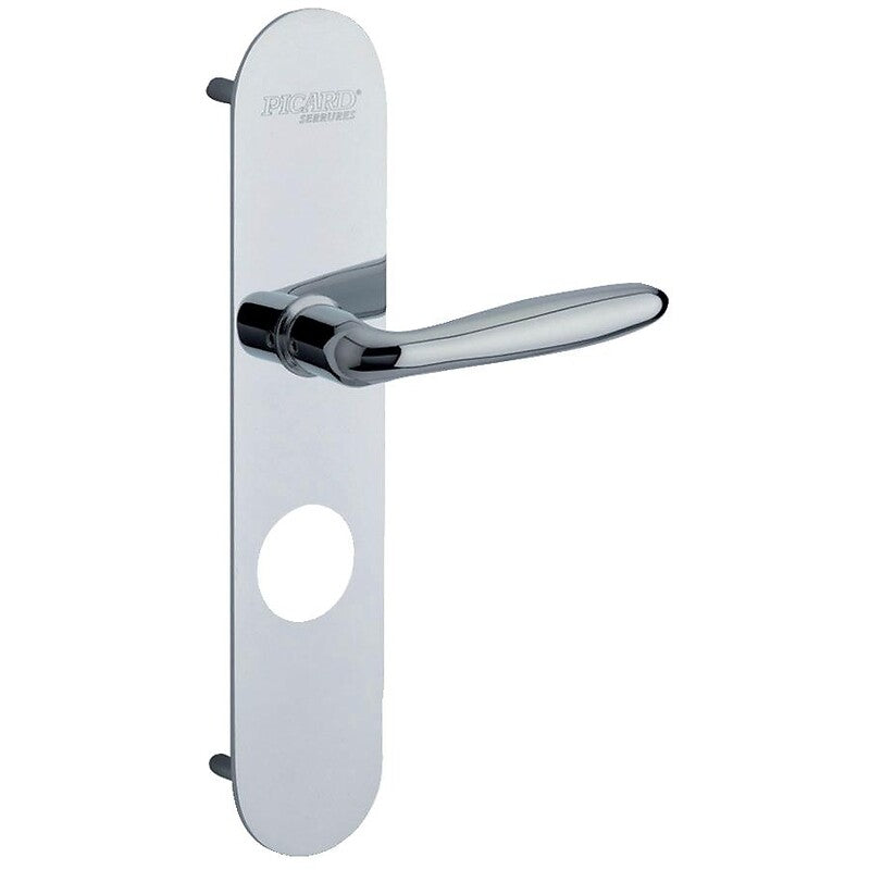 Plaque de tirage palière pour serrure picard perçage cylindre en ø 32 mm finition chromé. disponible abidjan cote d'ivoire.