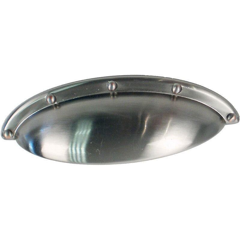 Poignée coquille en zamak - finition nickelé oxydé - entraxe 64 mm. disponible abidjan cote d'ivoire.