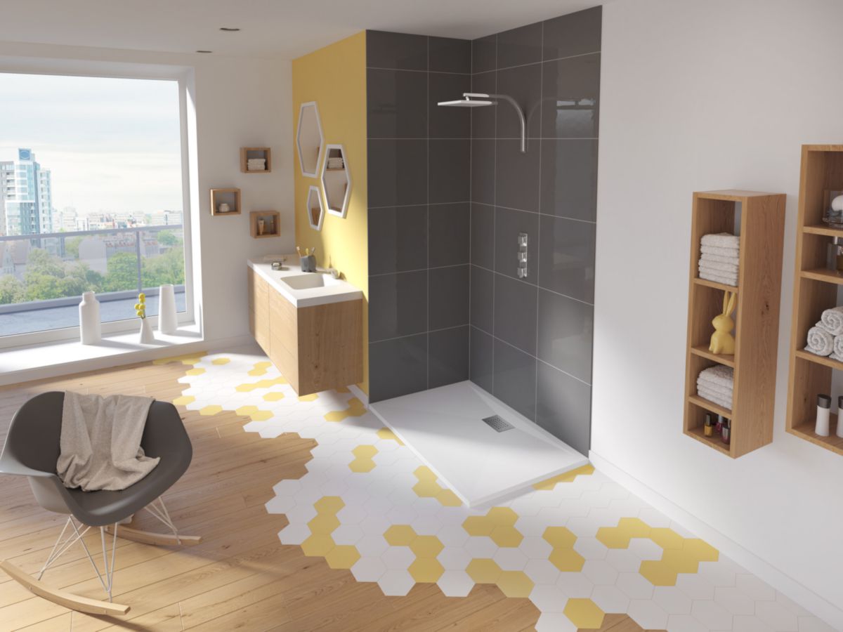 Receveur kinedo kinesurf 80x100x4cm bondé grand côté blanc réf. disponible abidjan cote d'ivoire.