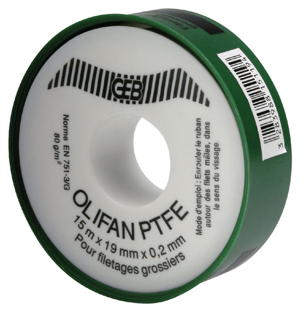 Ruban d'étanchéité olifan ptfe spécial gros diamètres 19mmx15mx0,2mm cache vert réf 815119. disponible abidjan cote d'ivoire.