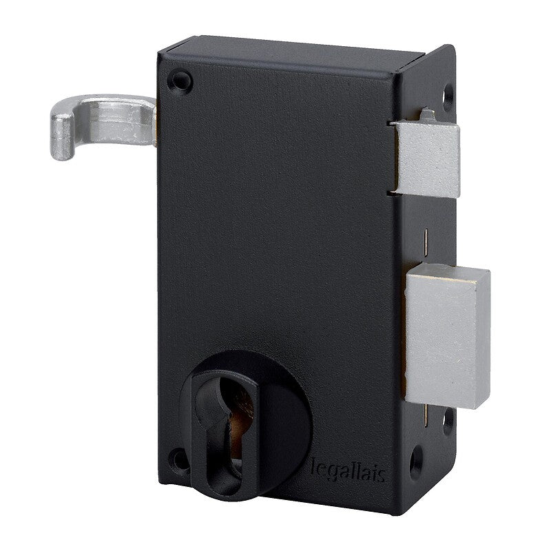 Serrure à cylindre européen saint pierre verticaleà tirage coloris noir main gauche. disponible abidjan cote d'ivoire.