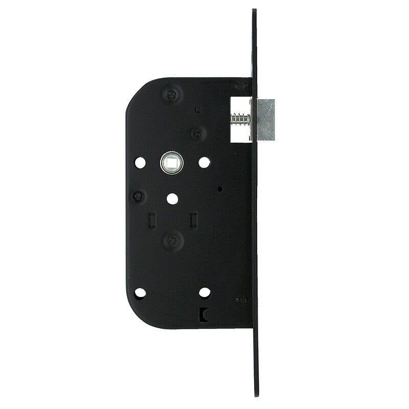 Serrure à larder pêne demi-tour axe 50 mm gauche - têtière noire bouts ronds - similaire. disponible abidjan cote d'ivoire.