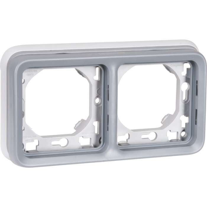 Support plaque - pour encastré - blanc - 2 postes horiz - ref. disponible abidjan cote d'ivoire.