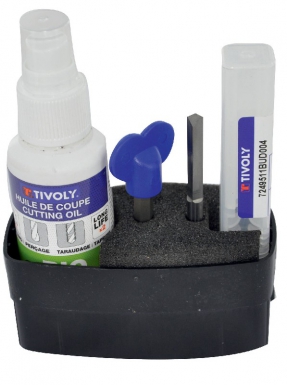 3 pièces, 1 foret destructeur ø 6 mm + 1 burette huile de coupe + clé d'ouverture. disponible abidjan cote d'ivoire.