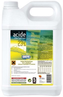 Acide chlorhydrique à 23% détartrant, rectificateur de ph, décapant métaux - 5 l. disponible abidjan cote d'ivoire.