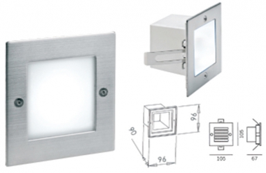 Appareil encastré de mur " dina " 230 volts cl i ip 54 16 leds de 0,2 watt blanc. disponible abidjan cote d'ivoire.