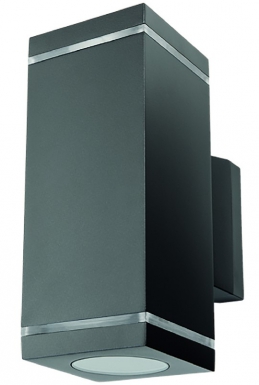 Applique murale " echo deco " 2xgu10 230v maxi 13w dim: ø 90x223x147 mm ip54 cl ii graphite. disponible abidjan cote d'ivoire.