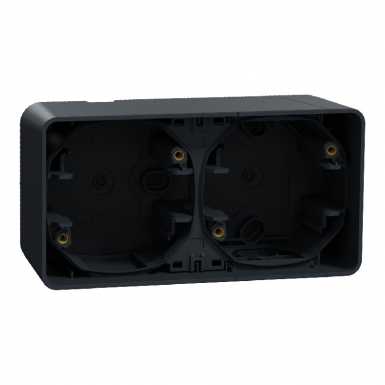 Boîte 2 postes - horizontale - mureva styl - saillie - ip55 - ik08 - gris. disponible abidjan cote d'ivoire.