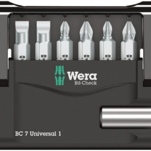 Coffret bit-check 7 universal 1 : 6 embouts + 1 porte-embouts (k 1/4" x 50 / ph 1 x 25 / ph 2 x 25 / pz 1 x 25 / pz 2 x 25 / z 1. disponible abidjan cote d'ivoire.