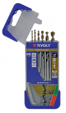 Coffret clipster 6 forets 2en1 bois metal hss ø 2 - 3 - 4 - 5 - 6 - 8 mm. disponible abidjan cote d'ivoire.