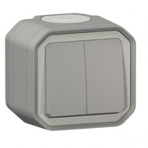 Commande double étanche pour réaliser 3 fonctions plexo ip55 ik08 livrée complète pour fixation saillie - gris. disponible abidjan cote d'ivoire.