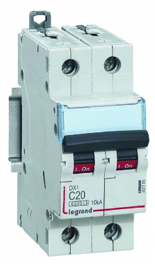 Disjoncteur dx³6000 10ka arrivée haute et départ bas à vis 2p 230v~ à 400v~ - 20a - courbe c - 2 modules. disponible abidjan cote d'ivoire.