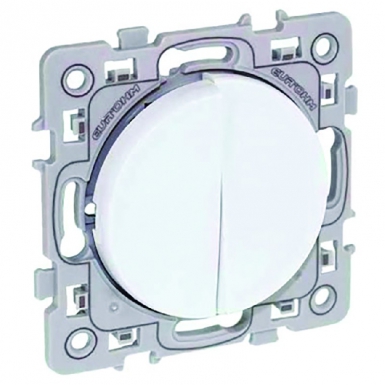 Double poussoir à fermeture (2 contacts no) 10a - 250 v~ à bornes auto - blanc. disponible abidjan cote d'ivoire.