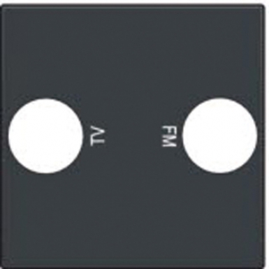 Enjoliveur pour 2 prises coaxiales tv + fm finition anthracite. disponible abidjan cote d'ivoire.