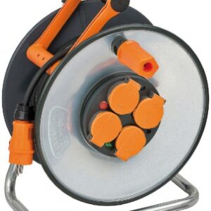 Enrouleur steelcore - 1 fiche 2p t 16a/230v - 4 prises 2p t 16a/230v, 33 m, h07rn-f 3g2,5. disponible abidjan cote d'ivoire.