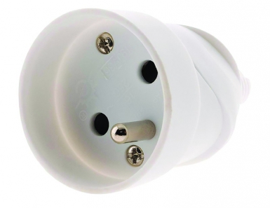 Fiche standard femelle 2 p+t - 16a - sortie droite - blanc. disponible abidjan cote d'ivoire.