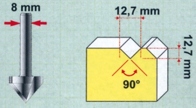 Fraise à rainurer en v - carbure - queue ø 8 mm - long. disponible abidjan cote d'ivoire.
