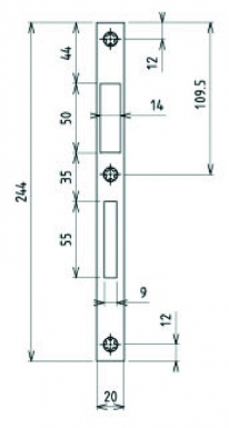 Gâche plate inox 244 x 20 x 2,5 mm. disponible abidjan cote d'ivoire.