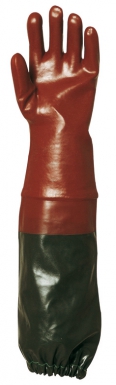 Gants égouttier "3669", pvc rouge, support coton - lg 70 cm - taille 10. disponible abidjan cote d'ivoire.