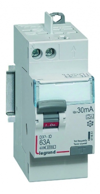 Interrupteur différentiel dx³-id arrivée haut à vis et départ haut automatique - 2p 230v~ 63a typea 30ma - 2 modules. disponible abidjan cote d'ivoire.