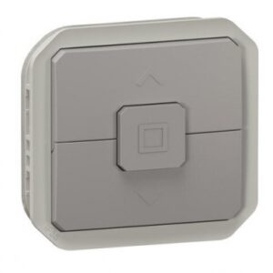 Interrupteur étanche pour commande directe de moteur de volets roulants plexo ip55 ik06 avec enjoliveur gris. disponible abidjan cote d'ivoire.