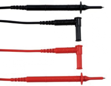 Jeu de cables acc n° 3 2 cordons pvc à pointe de touche rouge/noir fiche mâle coudée ø 4 mm isolée. disponible abidjan cote d'ivoire.