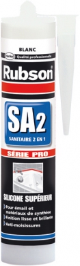 Mastic rubson sa2 - sanitaire 2 en 1 - translucide - cart. disponible abidjan cote d'ivoire.