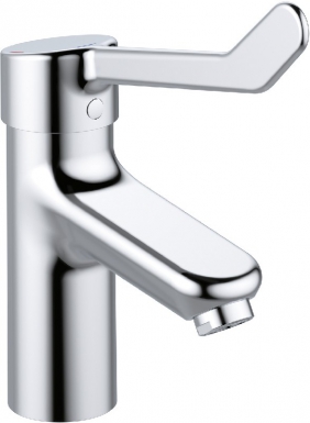 Mitigeur lavabo okyris pro poignée rallongée - sans tirette ni vidage - à bec fixe incliné - finition chromé. disponible abidjan cote d'ivoire.