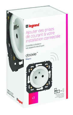 Pack de 3 prises de courant connectée dooxie with netatmo 16a 3680w avec mesure et suivi consommation - blanc sans plaque. disponible abidjan cote d'ivoire.