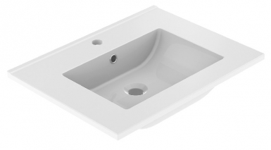 Plan céramique max simple vasque pour meuble 60 cm - (l 60,5 cm / h 17 cm / p 46,2 cm) - blanc brillant. disponible abidjan cote d'ivoire.