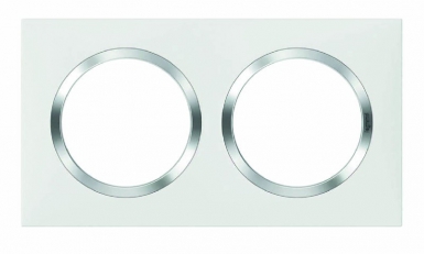 Plaque carrée dooxie 2 postes finition blanc avec bague effet chrome. disponible abidjan cote d'ivoire.