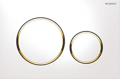 Plaque de déclenchement sigma20 double touche - blanc / doré / blanc. disponible abidjan cote d'ivoire.