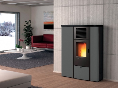 Poêle à granulés lia - coloris gris. disponible abidjan cote d'ivoire.